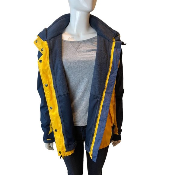 Columbia Womens Windbreaker Jacket Hooded Interchange Yellow Blue Size Large - Picture 2 of 8